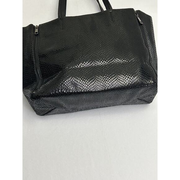 Sorial Prive Embossed Black Leather Snakeskin Tote - Picture 5 of 7